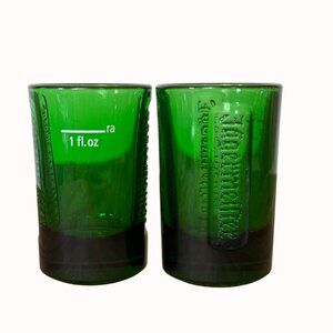 Upcycled Jägermeister Shot Glasses Green Glass Set Of 2 Party Barware Man Cave